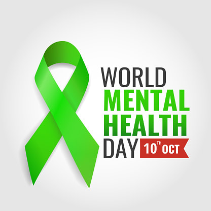 World mental health logo for this year with a green ribbon