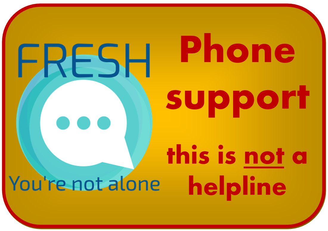 FRESH phone support service button with FRESH logo and the words you're not alone