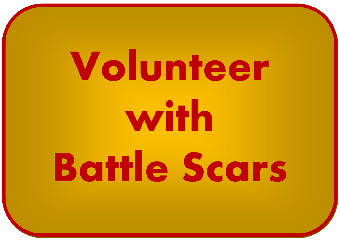 volunteer with Battle Scars button