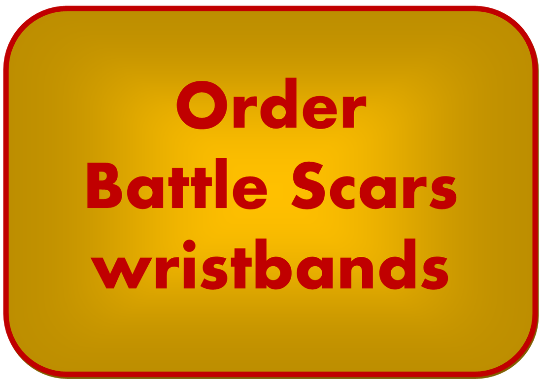 order Battle Scars wristbands button