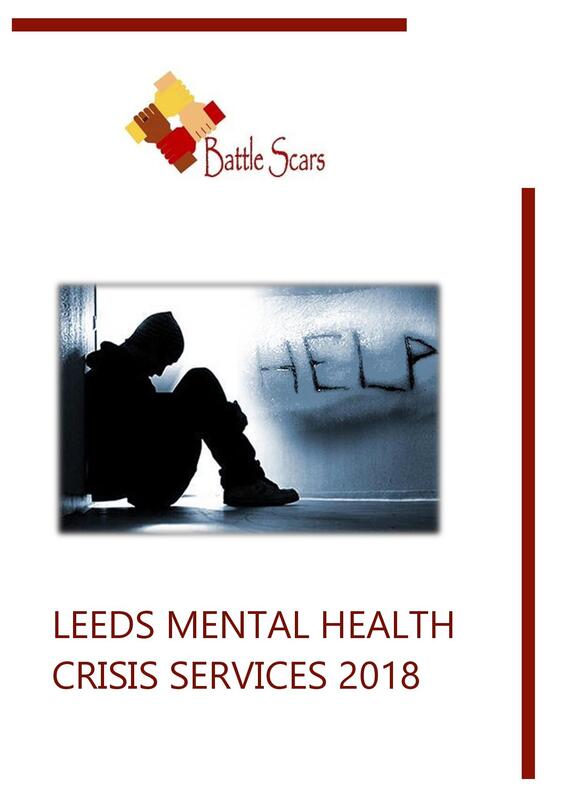 Leeds mental health crisis services report 10 September 2018 front cover of a desperate person and the word help written on the arm. Links to full report